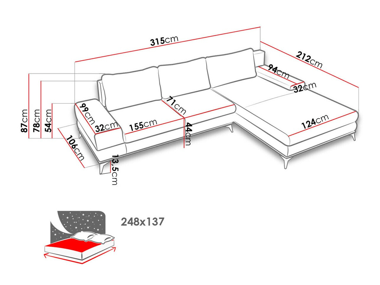 Hoekbank Lincoln 136 (Soro 95)
