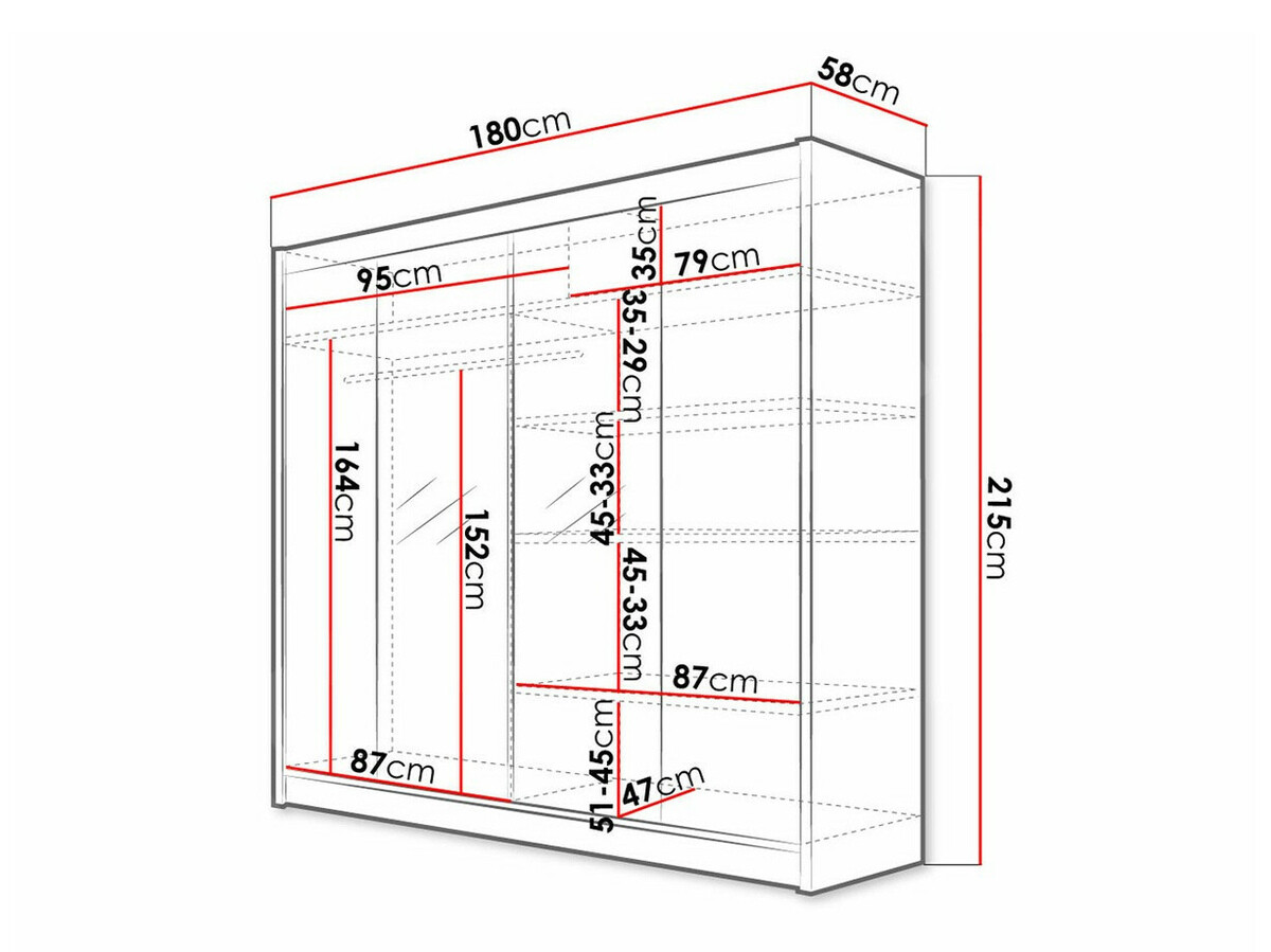 Kledingkast Closico 138 (Wit + Sonoma eik)