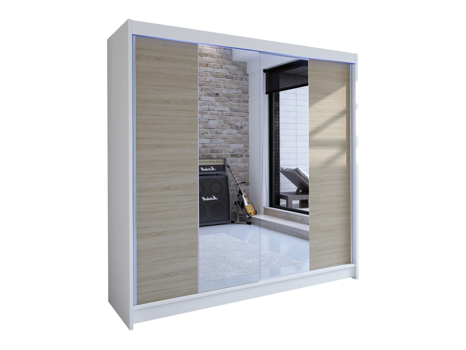 Kledingkast Closico Cavaris II (Wit + Sonoma eik)