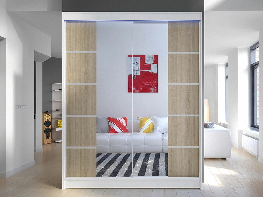 Kledingkast Closico Vastor V (Wit + Sonoma eik)
