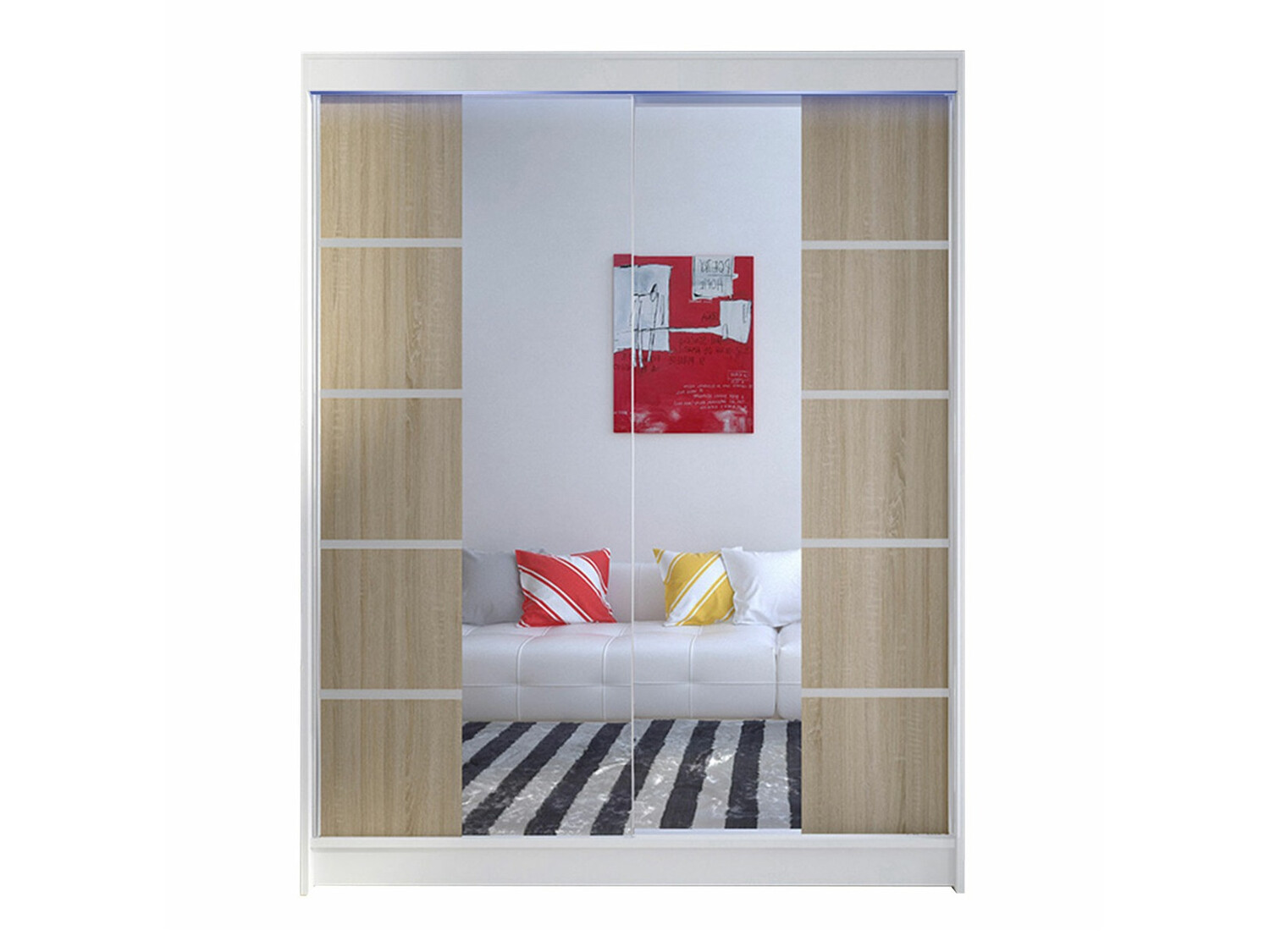 Kledingkast Closico Vastor V (Wit + Sonoma eik)