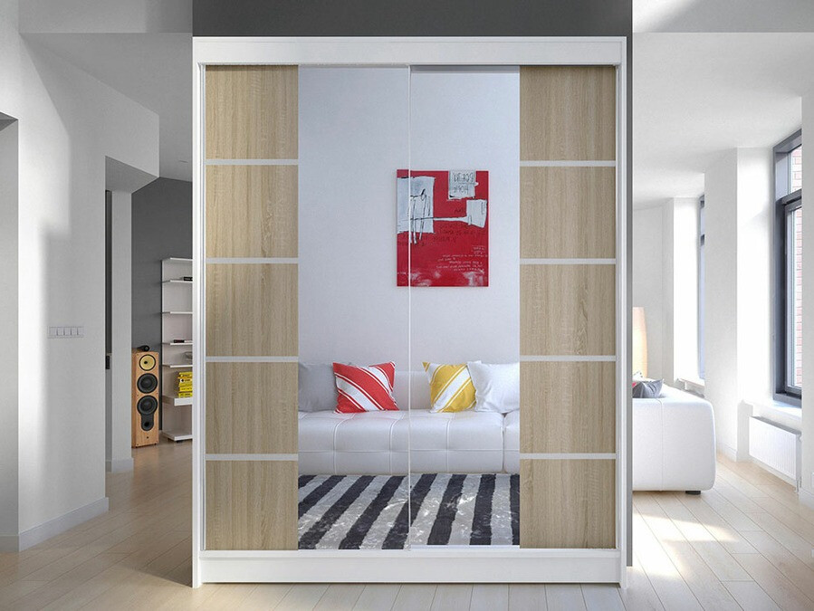 Kledingkast Closico Vastor V (Wit + Sonoma eik)
