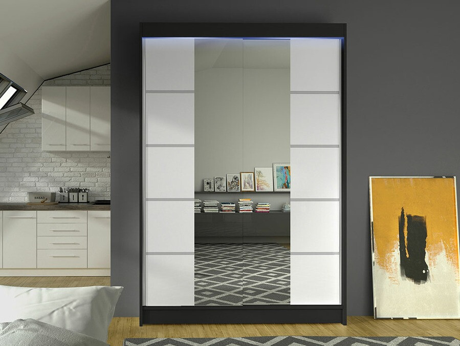 Kledingkast Closico 151 (Zwart + Wit)