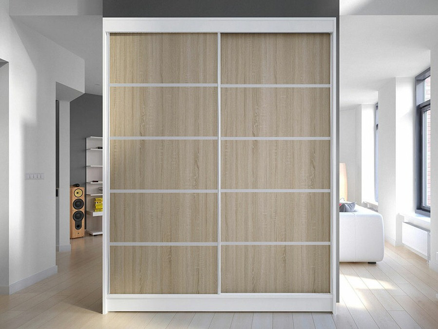 Kledingkast Closico Vastor IV (Wit + Sonoma eik)