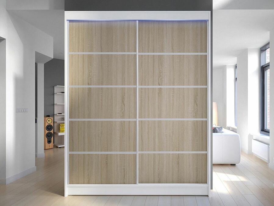 Kledingkast Closico Vastor IV (Wit + Sonoma eik)