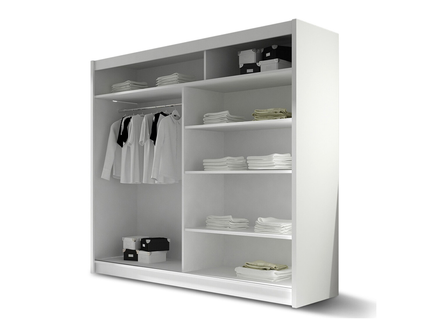 Kledingkast Closico Pallor XI (Zwart + Glanzend wit)