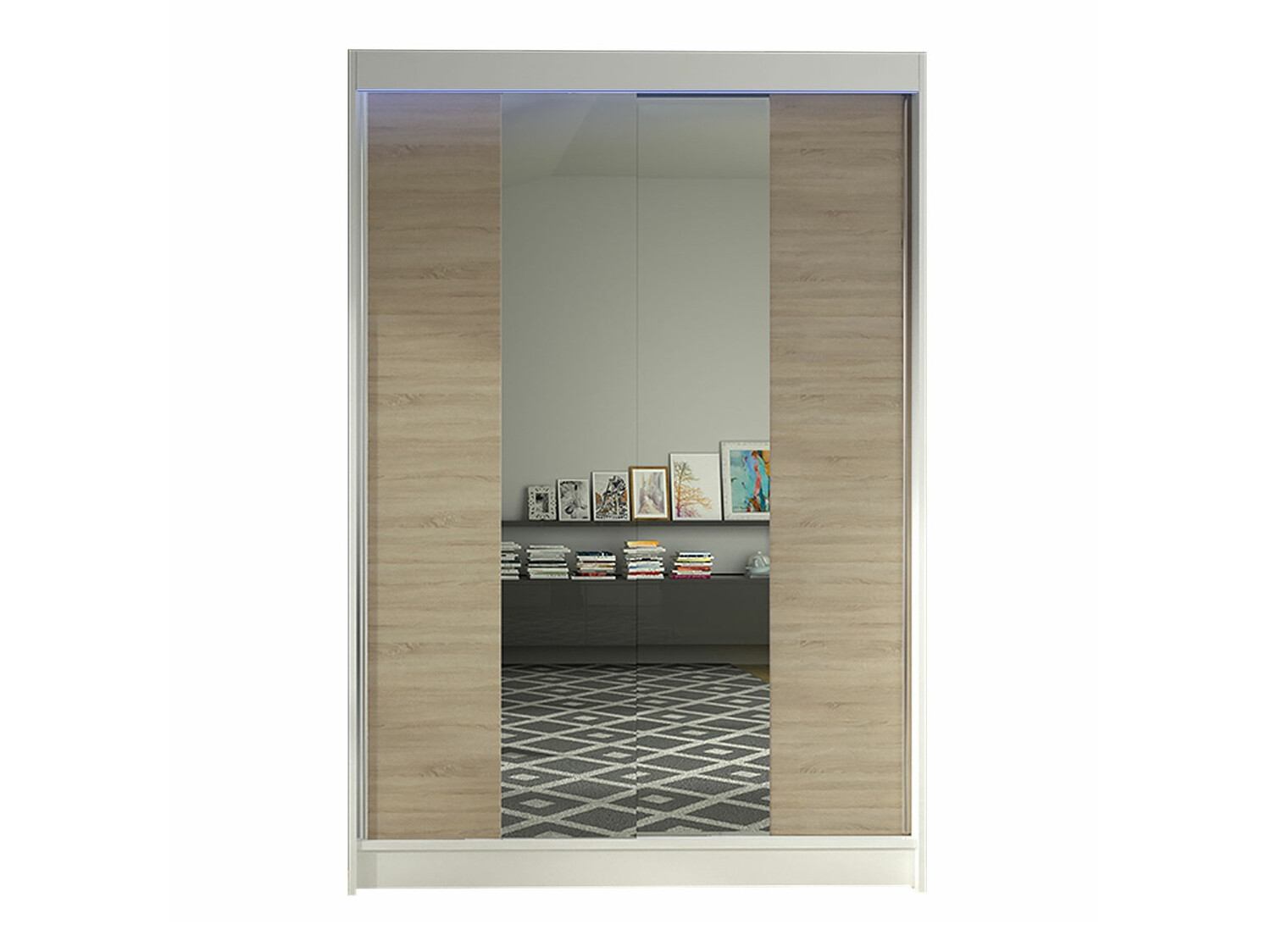 Kledingkast Closico Salvor II (Wit + Sonoma eik)