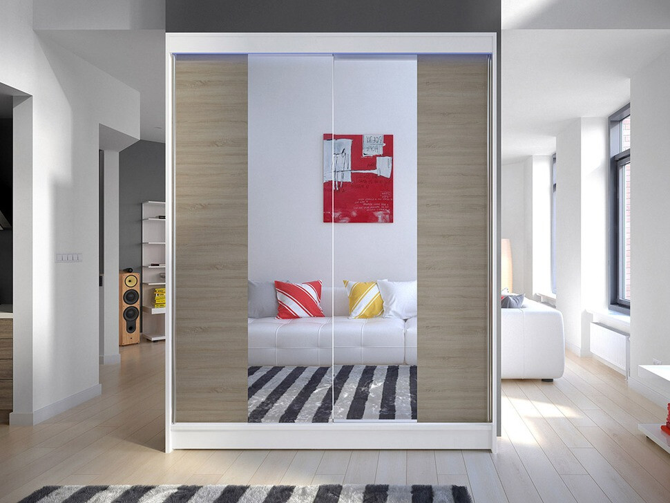 Kledingkast Closico Vastor II (Wit + Sonoma eik)