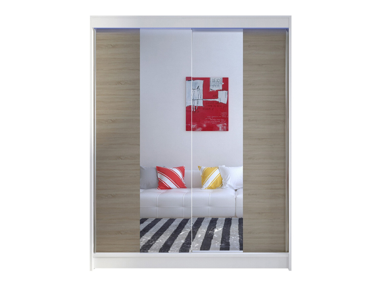 Kledingkast Closico Vastor II (Wit + Sonoma eik)