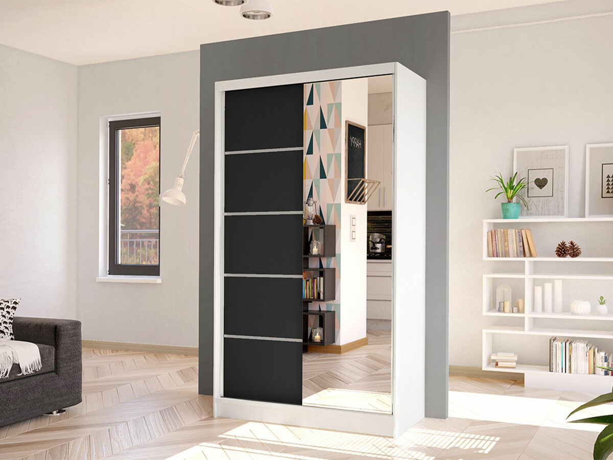 Kledingkast Closico Fractor III (Wit + Zwart)