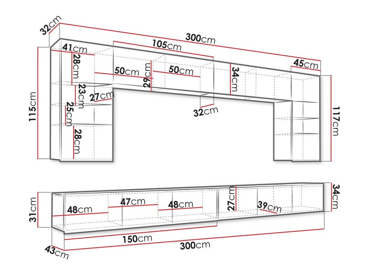Woonkamerset Tivdalu 105 (Zwart + Glanzend zwart)