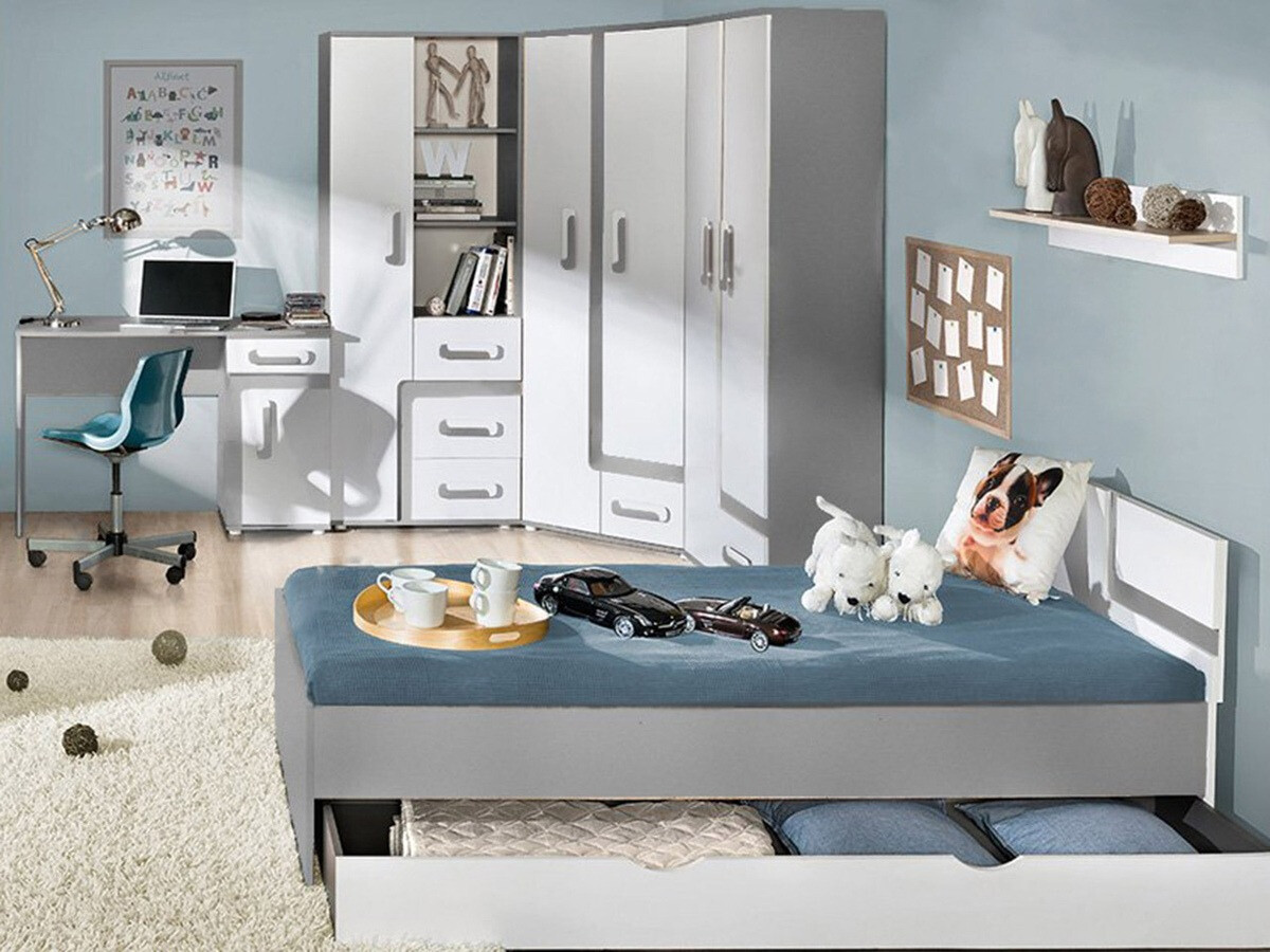 Bed Levtala 112 (Antraciet + Wit + Roze)