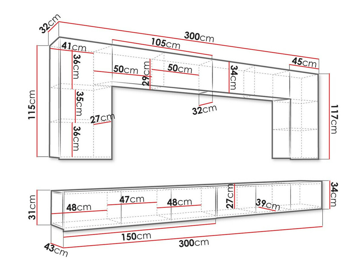 Woonkamerset Tivdalu 135 (Wit + Glanzend wit)