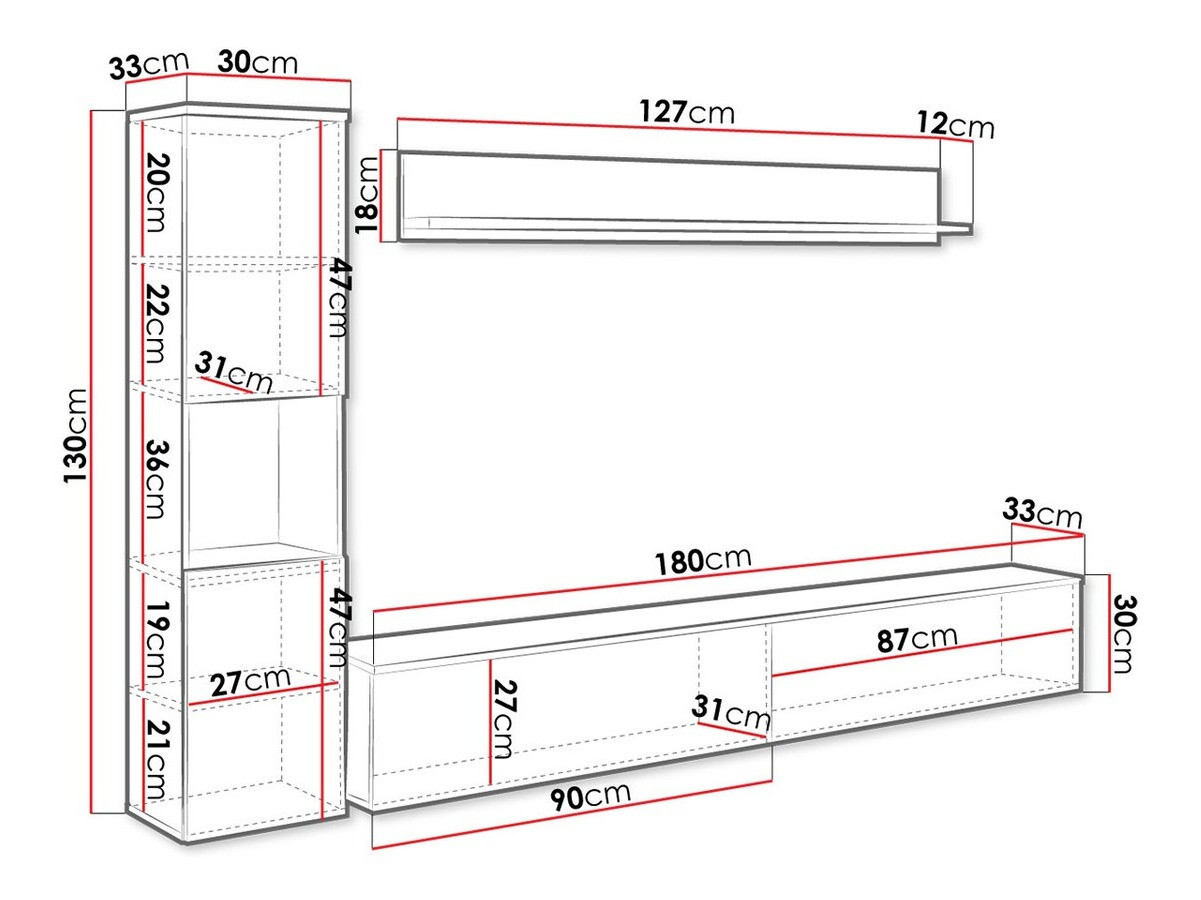 Woonkamerset Sarasota 130 (Wit + Glanzend wit)