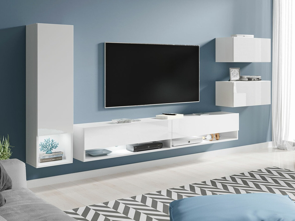 Woonkamerset Sarasota 124 (Wit + Glanzend wit)