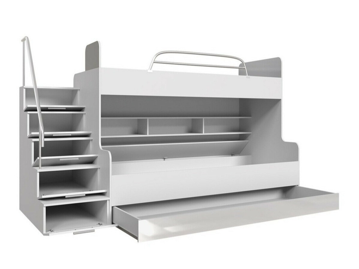 Stapelbed Campus (Wit + Glanzend wit + Grijs met glans)