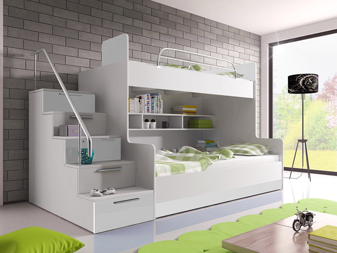 Stapelbed Salmere 111 (Wit + Glanzend wit)