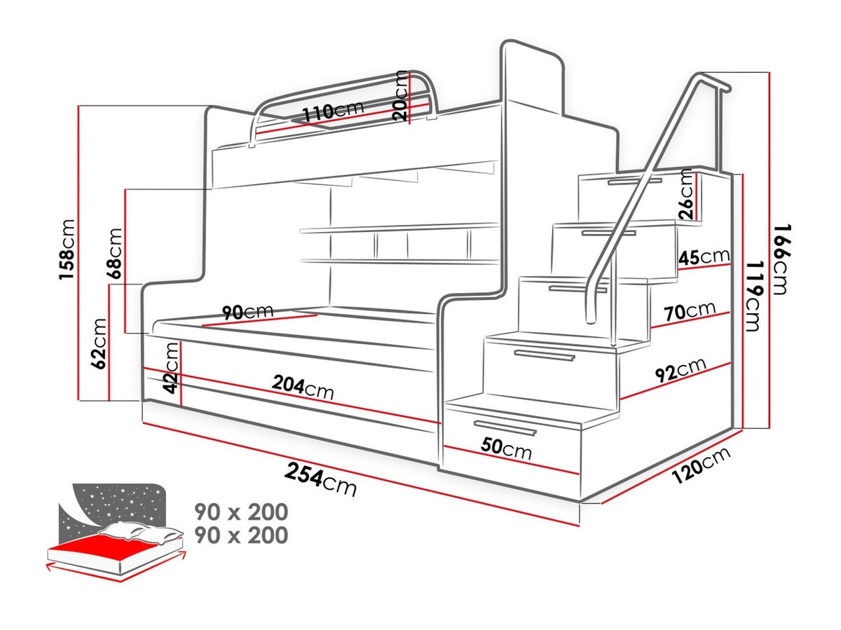Stapelbed Salmere 111 (Wit + Glanzend wit)