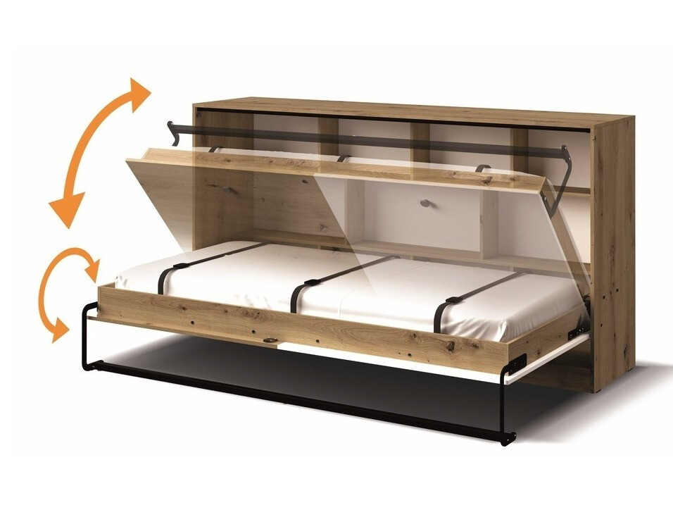 Muurbed Mirelbu 114 (Artisan eiken + Wit + Grijs)