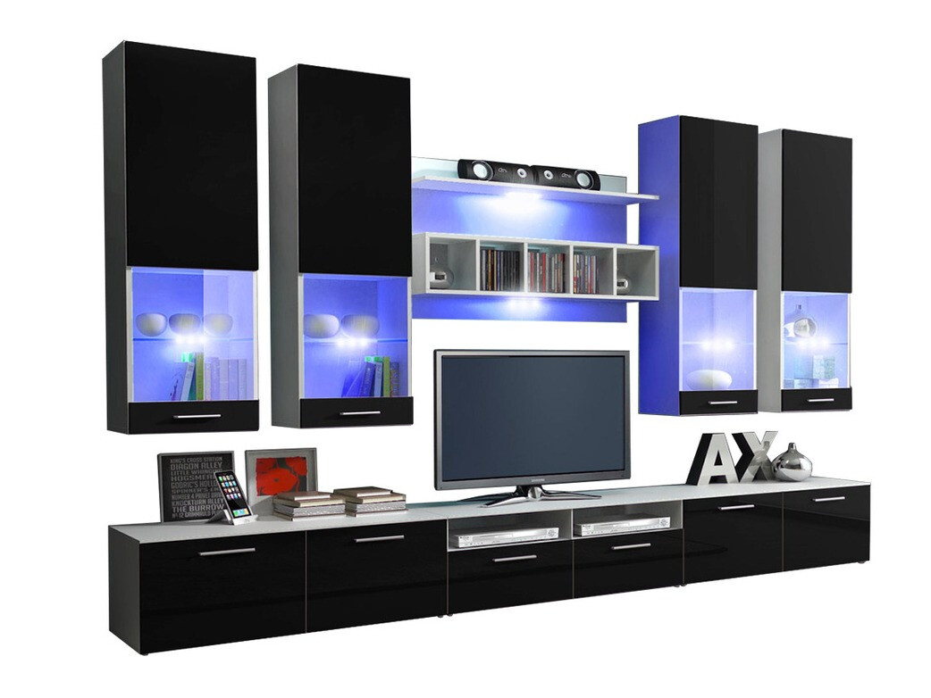 Woonkamerset Caelum (Wit + Glanzend zwart)