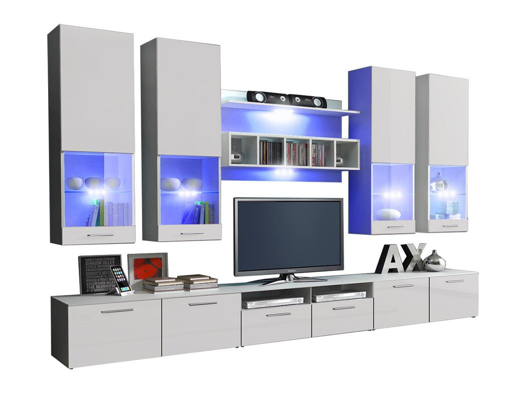 Woonkamerset Nashville 107 (Wit + Glanzend wit)