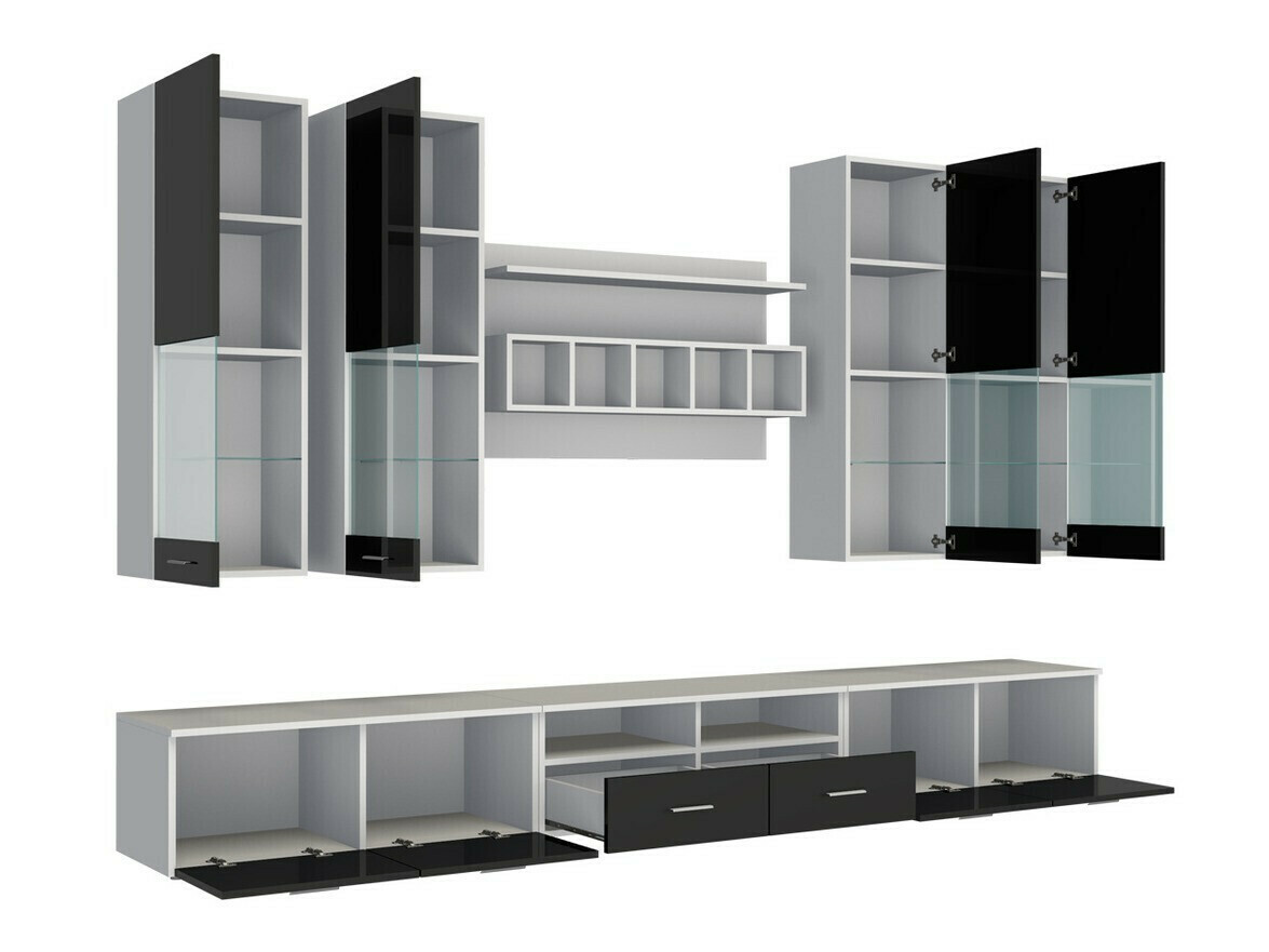 Woonkamerset Nashville 107 (Wit + Glanzend wit)