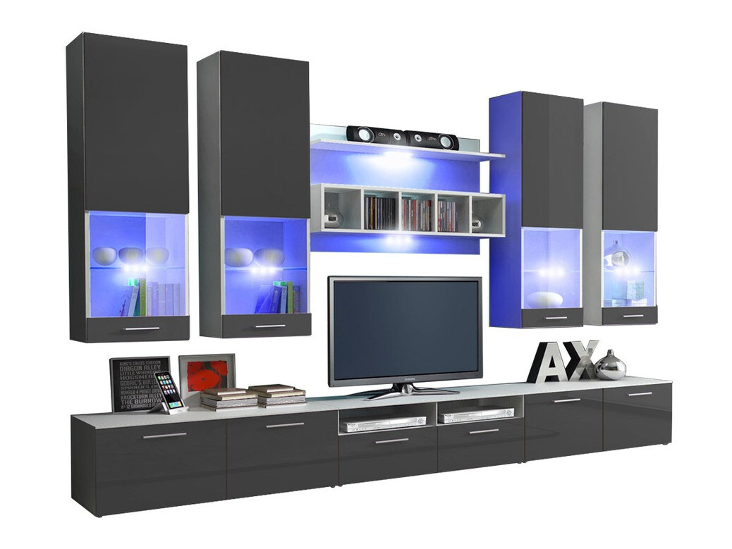 Woonkamerset Nashville 107 (Wit + Grijs met glans)