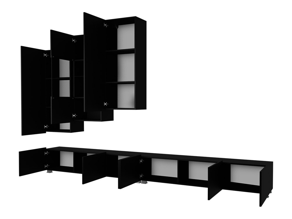 Woonkamerset Tivdalu 133 (Zwart + Glanzend zwart)