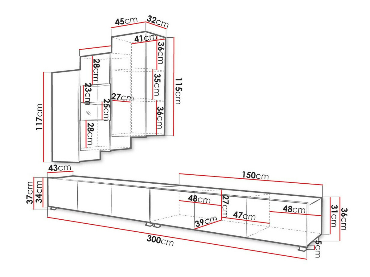 Woonkamerset Tivdalu 133 (Zwart + Glanzend zwart)