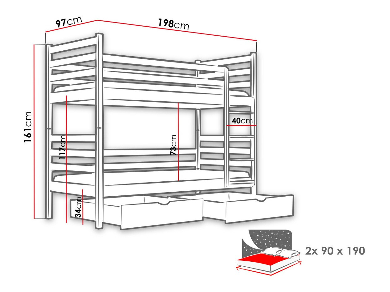 Stapelbed Vista 101 (Wit)