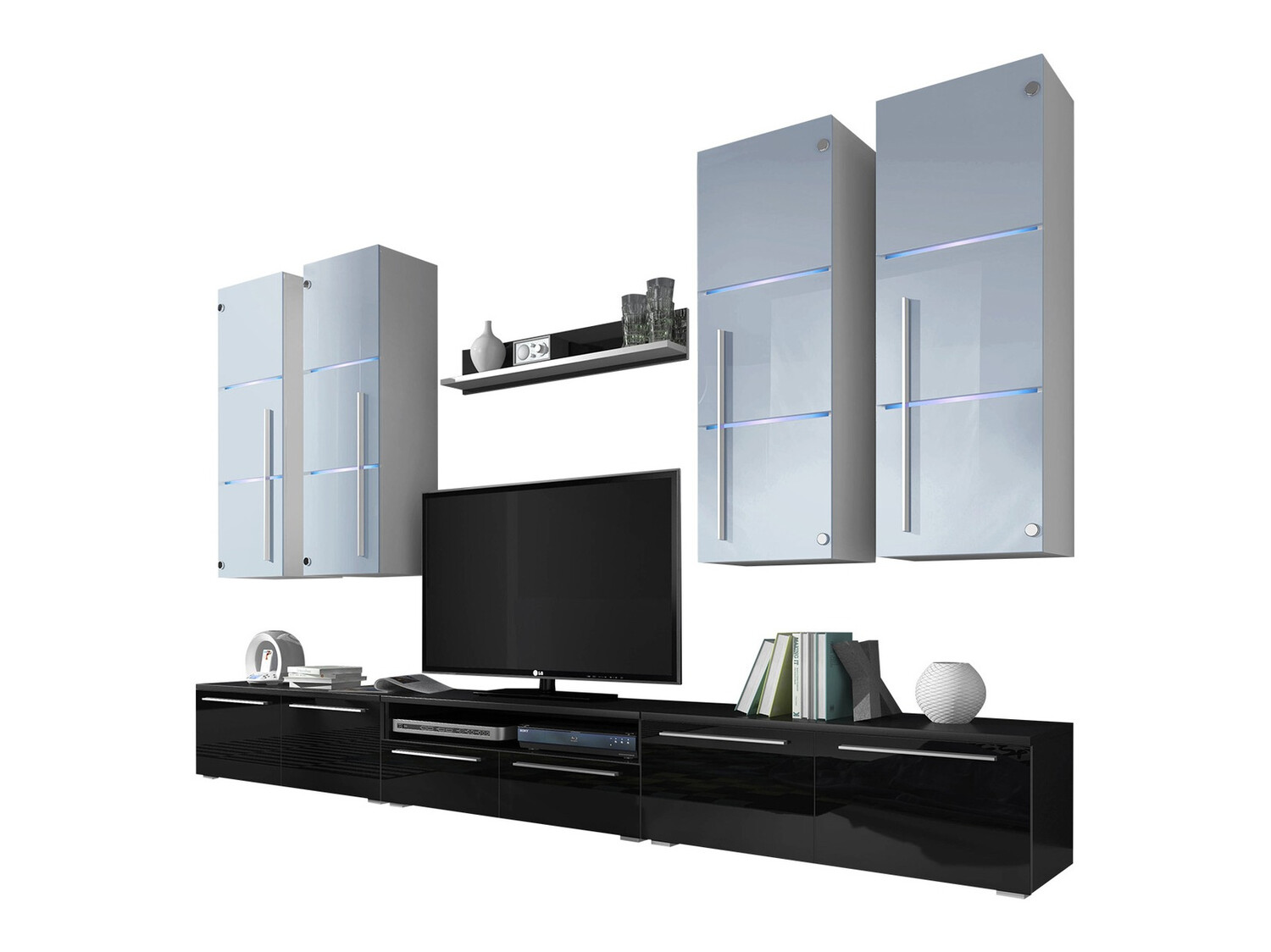 Woonkamerset Nashville 102 (Zwart + Glanzend zwart)