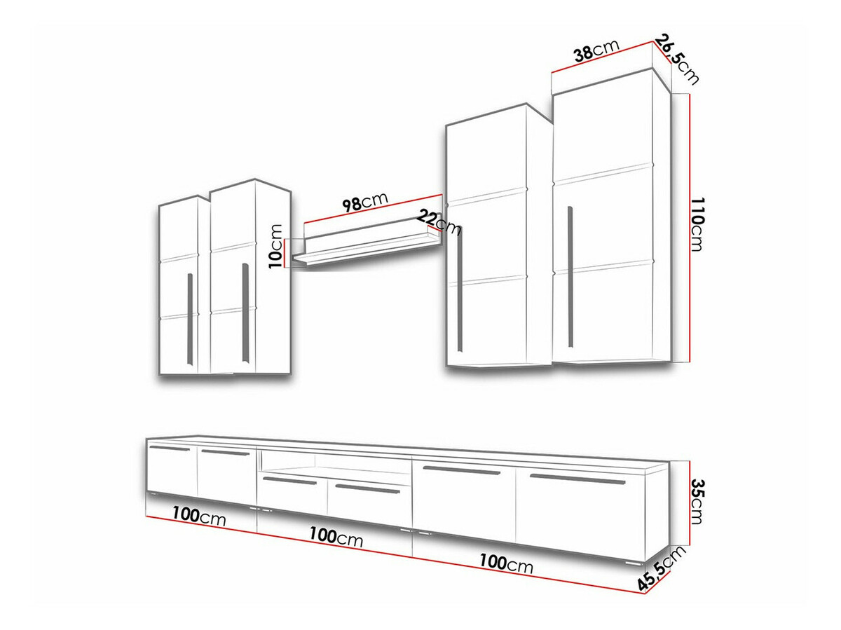 Woonkamerset Nashville 102 (Zwart + Glanzend zwart)