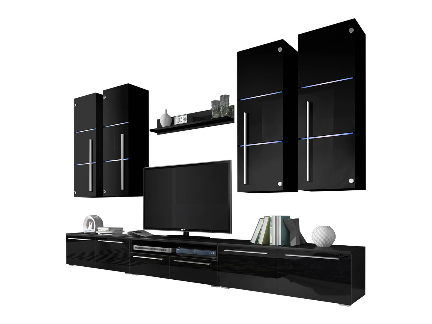 Woonkamerset Nashville 102 (Zwart + Glanzend zwart)