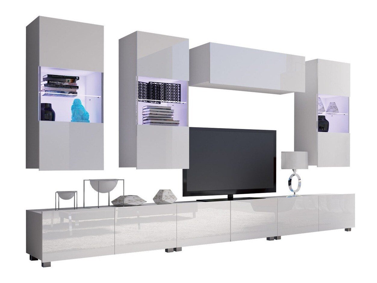 Woonkamerset Tivdalu 121 (Wit + Glanzend wit)