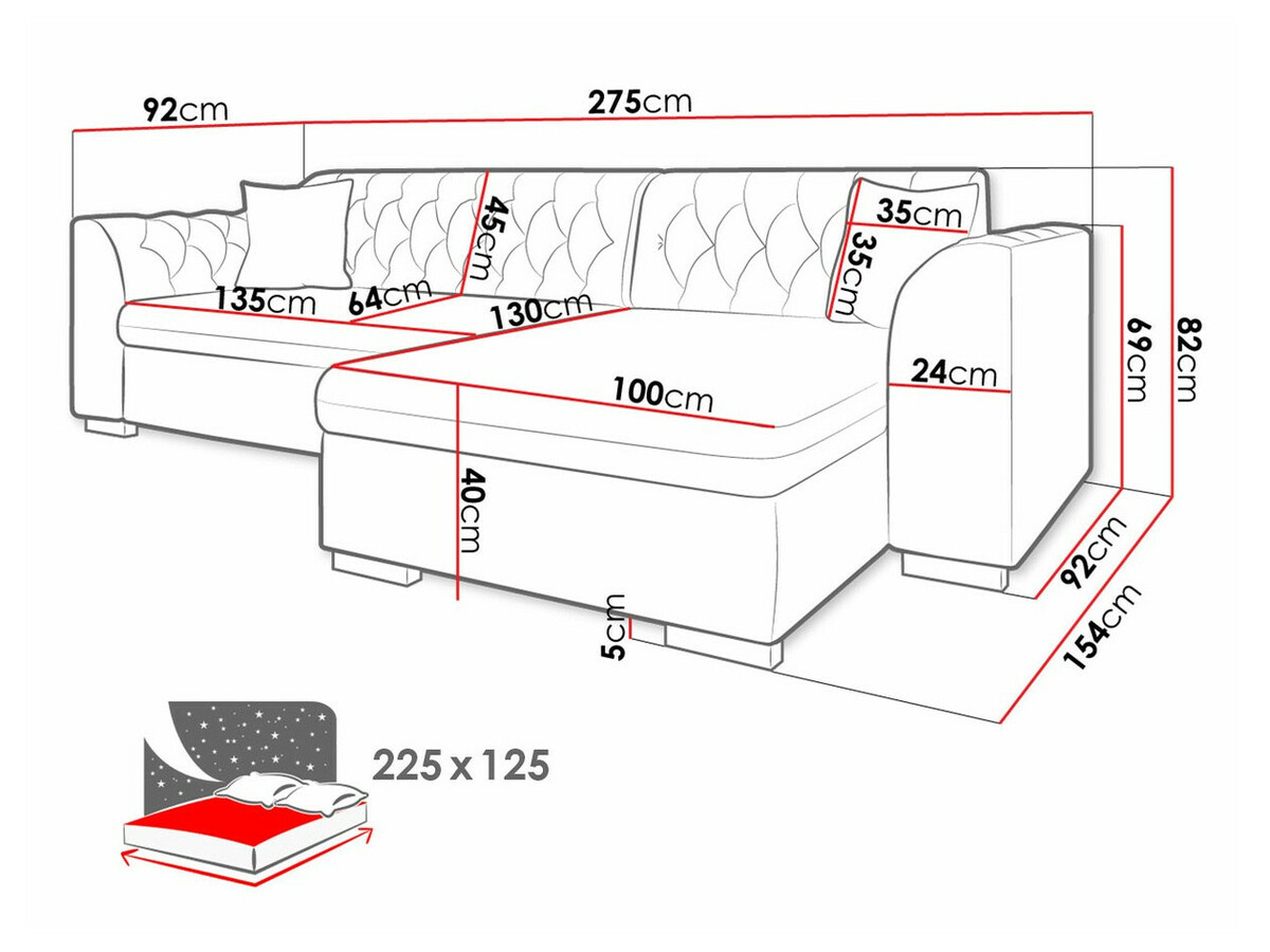 Chesterfield hoekbank Comfivo 252 (Magic Velvet 2250 + Senegal 825)