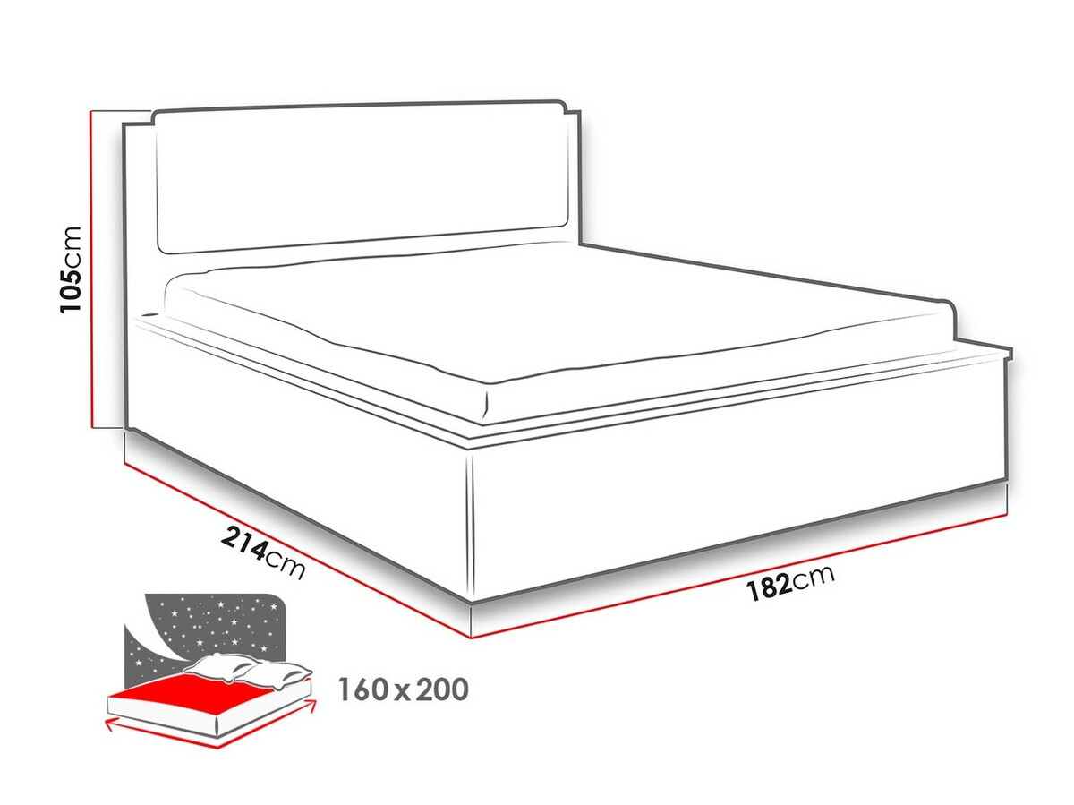 Bed Fivelbo 105 (Klooster eik + Soft Pik 011)