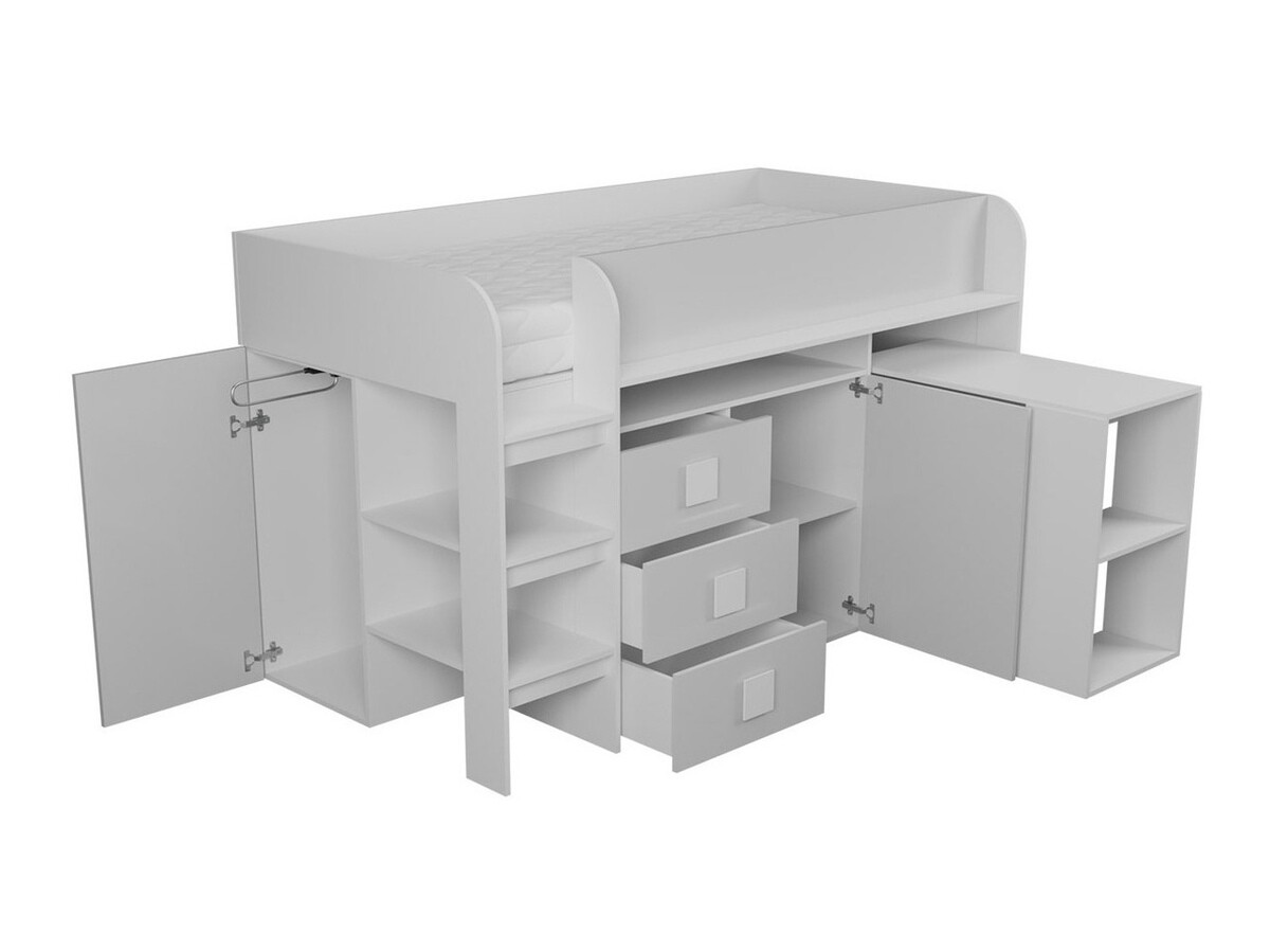 Bed Hartford 190 (Wit + glans Turquoise + Glanzend wit)