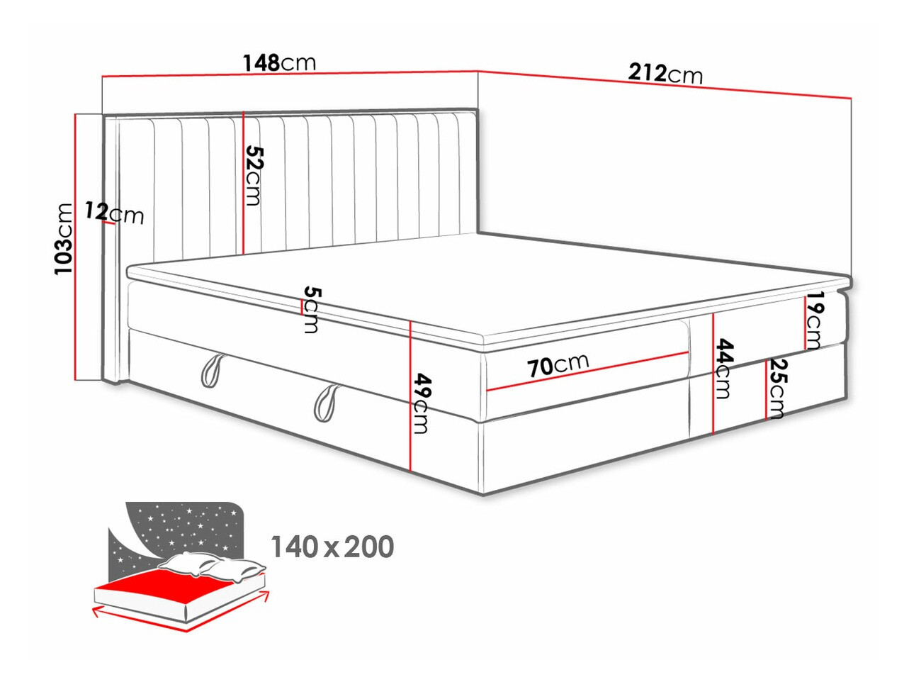Boxspring ComfiDream Odelra (Gouden eik + Soro 21)