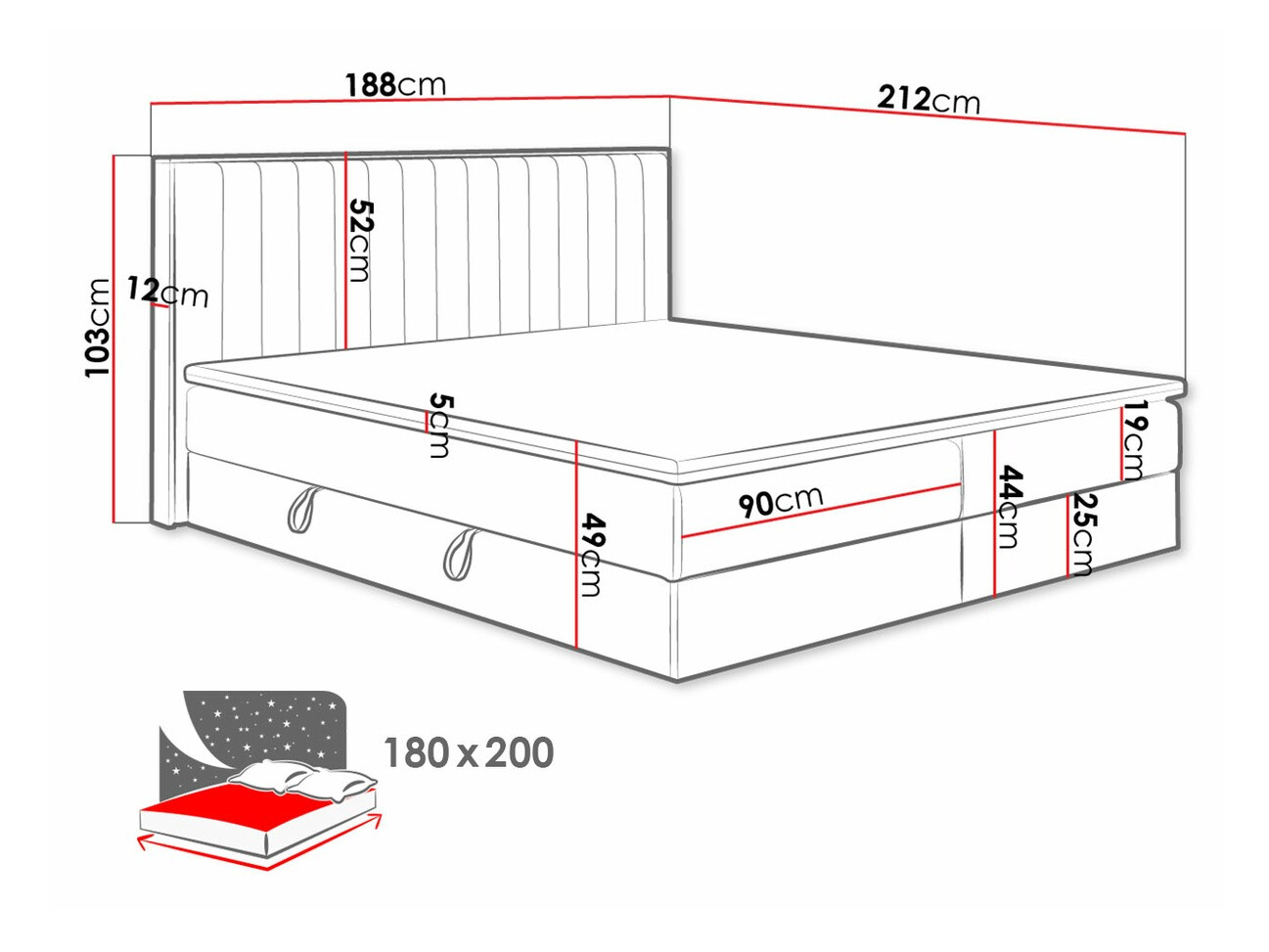 Boxspring ComfiDream Odelra (Gouden eik + Soro 90)