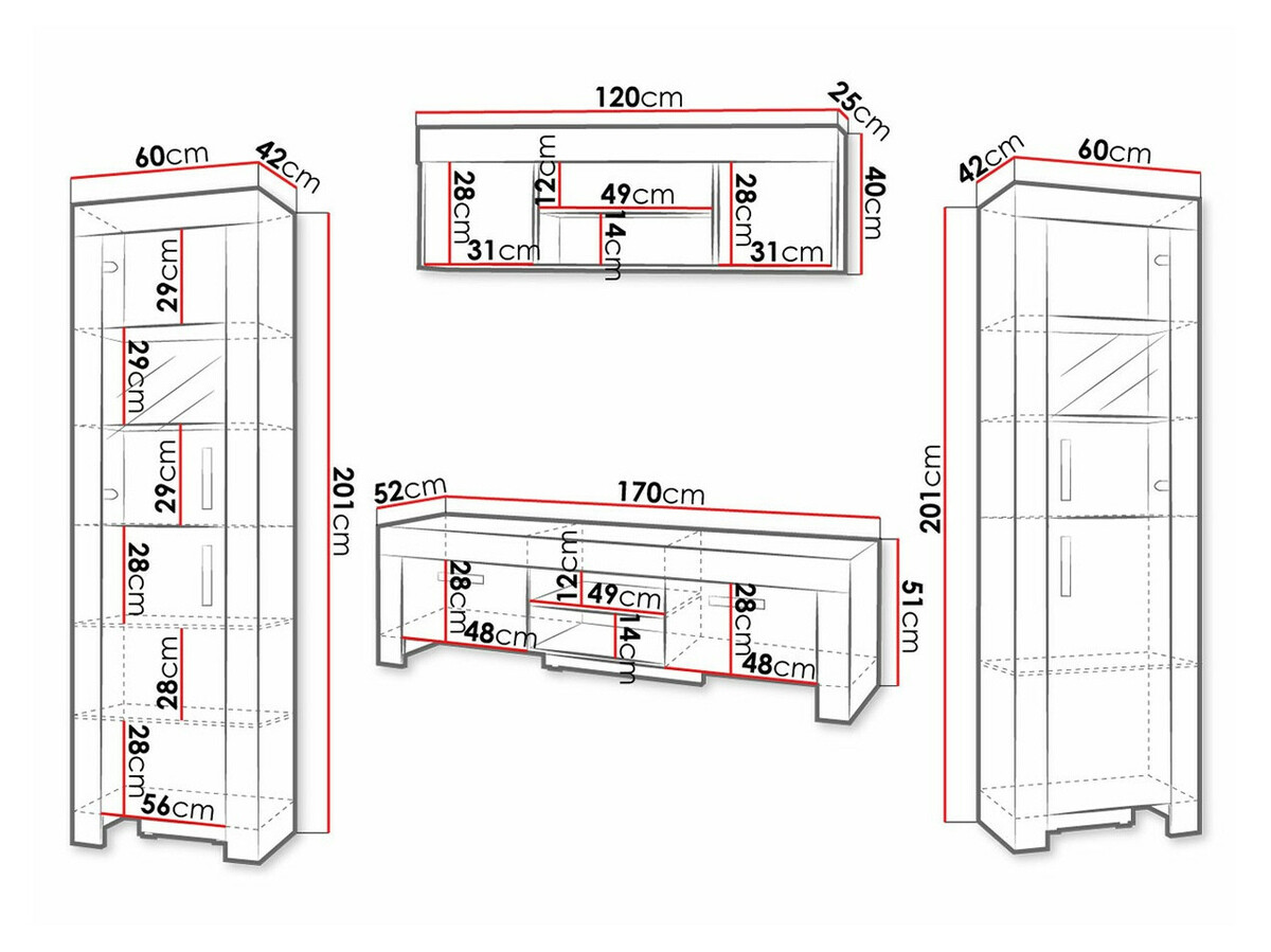 Woonkamerset Melfeli 124 (Sonoma eik)