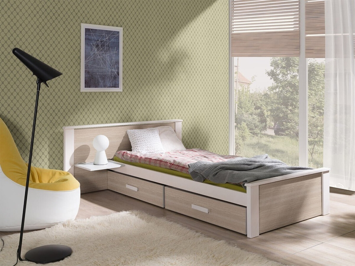 Bed Henderson 118 (Wit + Sonoma eik)