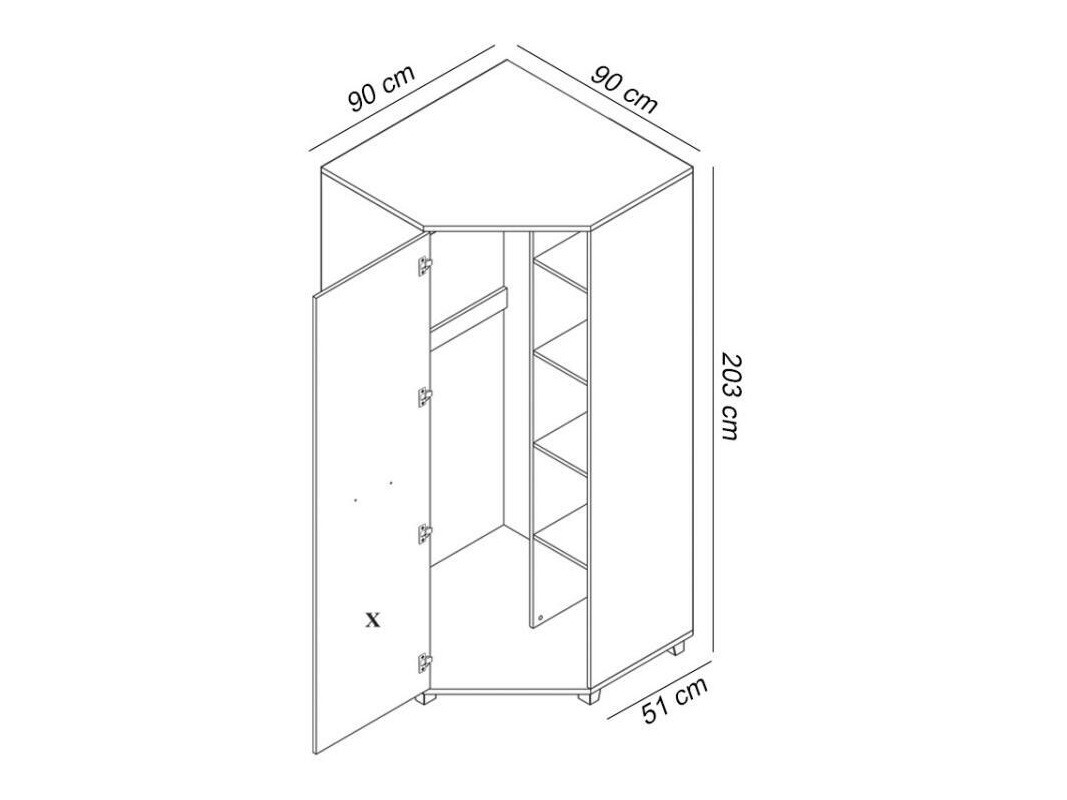 Hoekkledingkast Murrieta 108 (Wit)