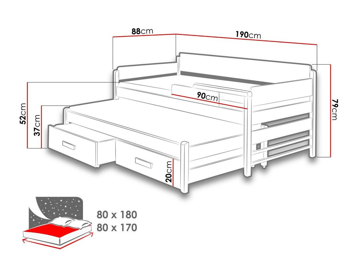 Bed Henderson 121 (Wit + Grijs)