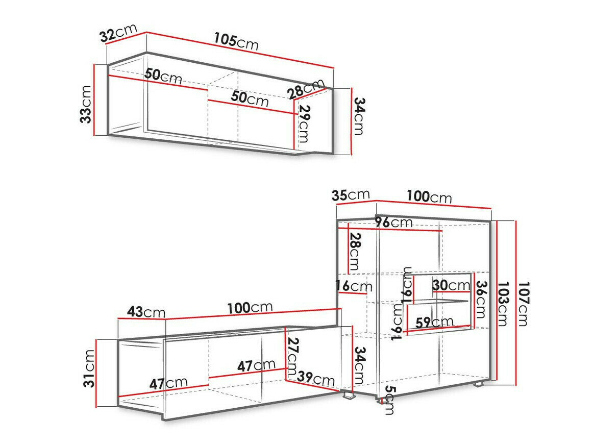 Woonkamerset Tivdalu 113 (Gouden eik + Wit)