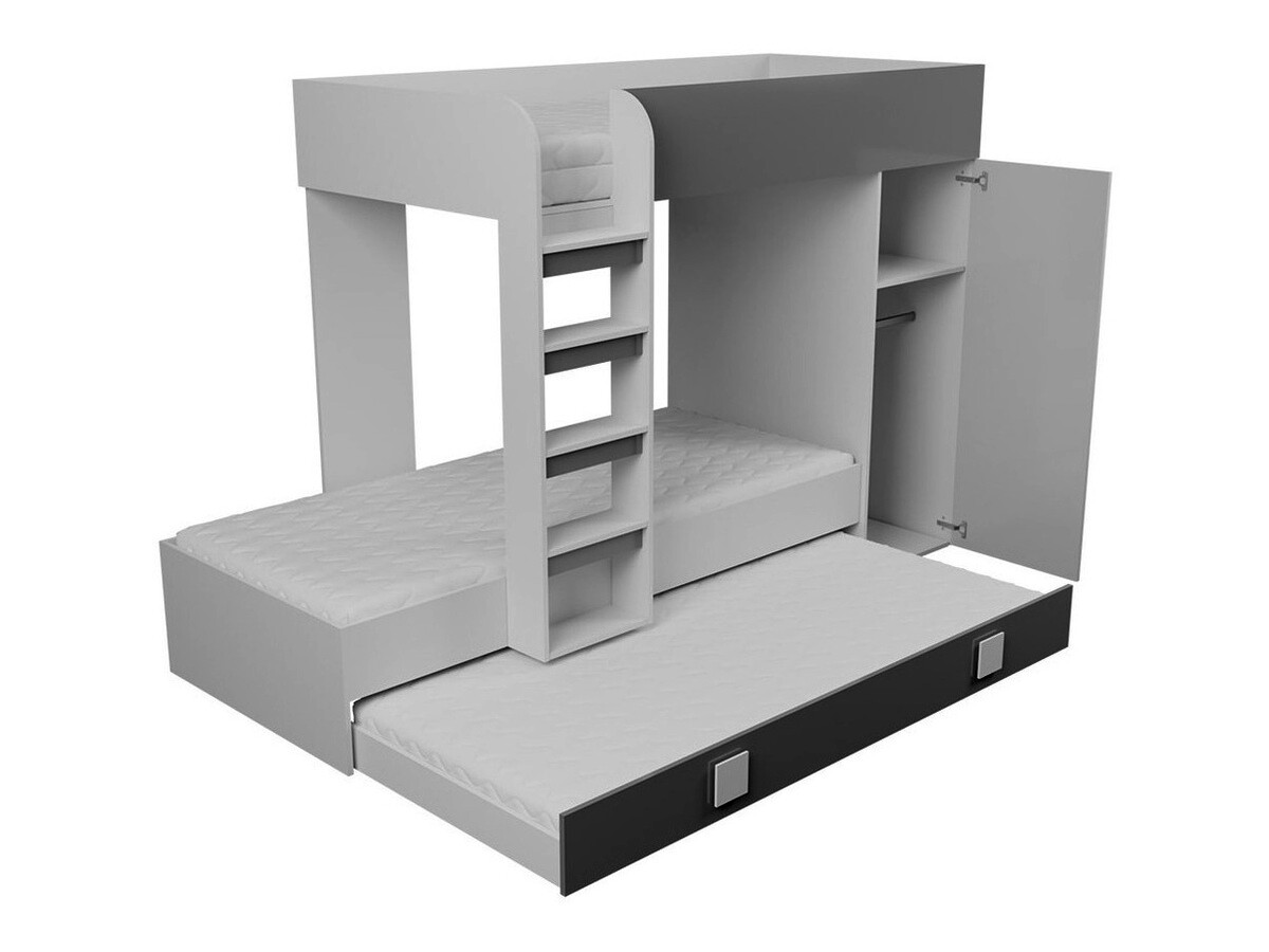 Stapelbed Hartford 191 (Wit + Glanzend wit + Glanzend zwart)