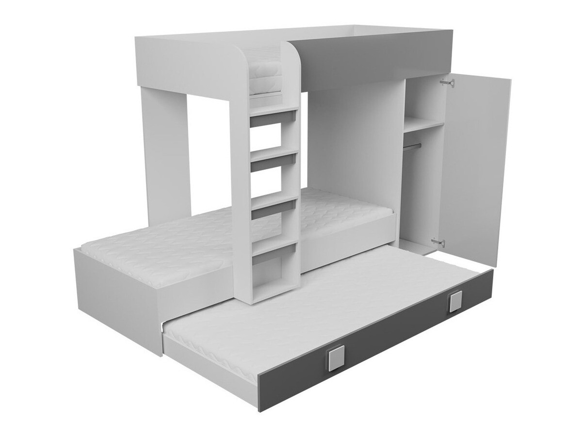 Stapelbed Hartford 191 (Wit + Glanzend zwart + Glanzend wit)