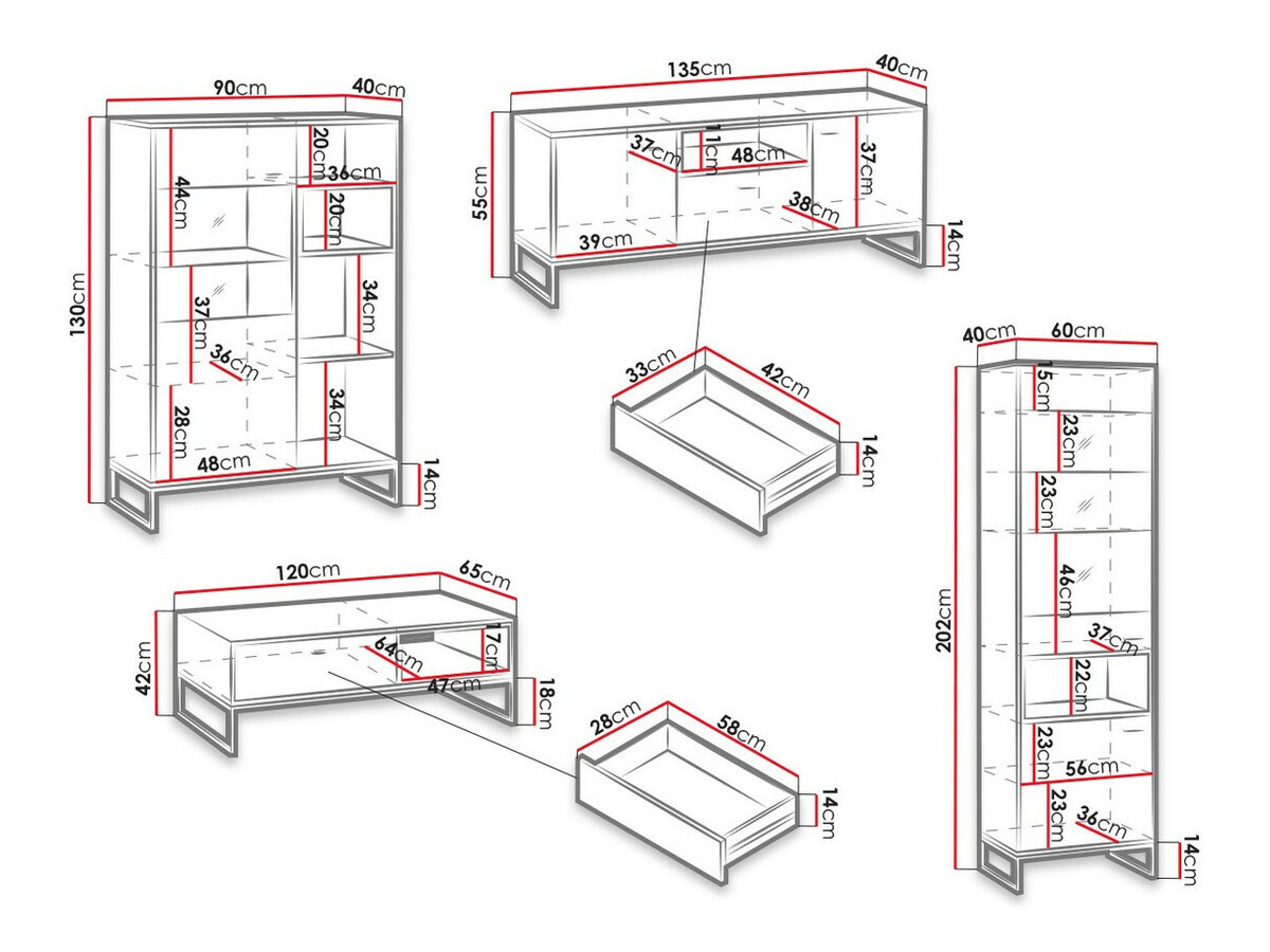 Woonkamerset Baltesi 108 (Wit + Artisan eiken)
