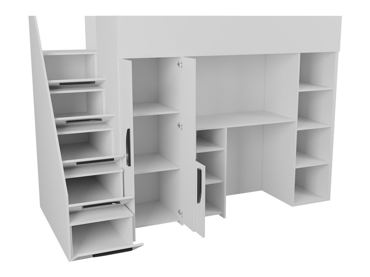 Hoog bed Hartford 192 (Wit + Glanzend wit)