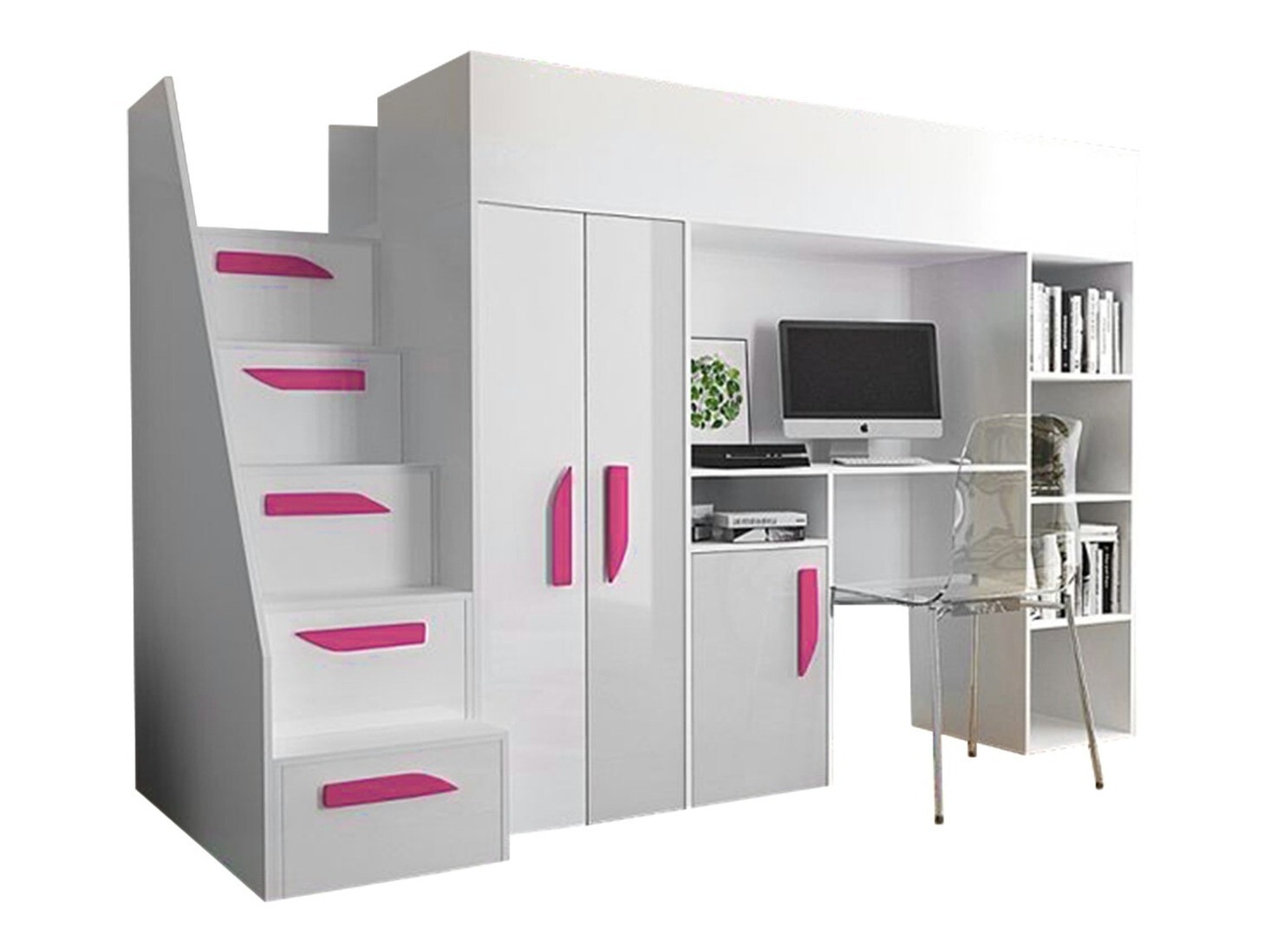 Hoogslapers Hartford 192 (Wit + Glanzend wit + Glanzend roze)