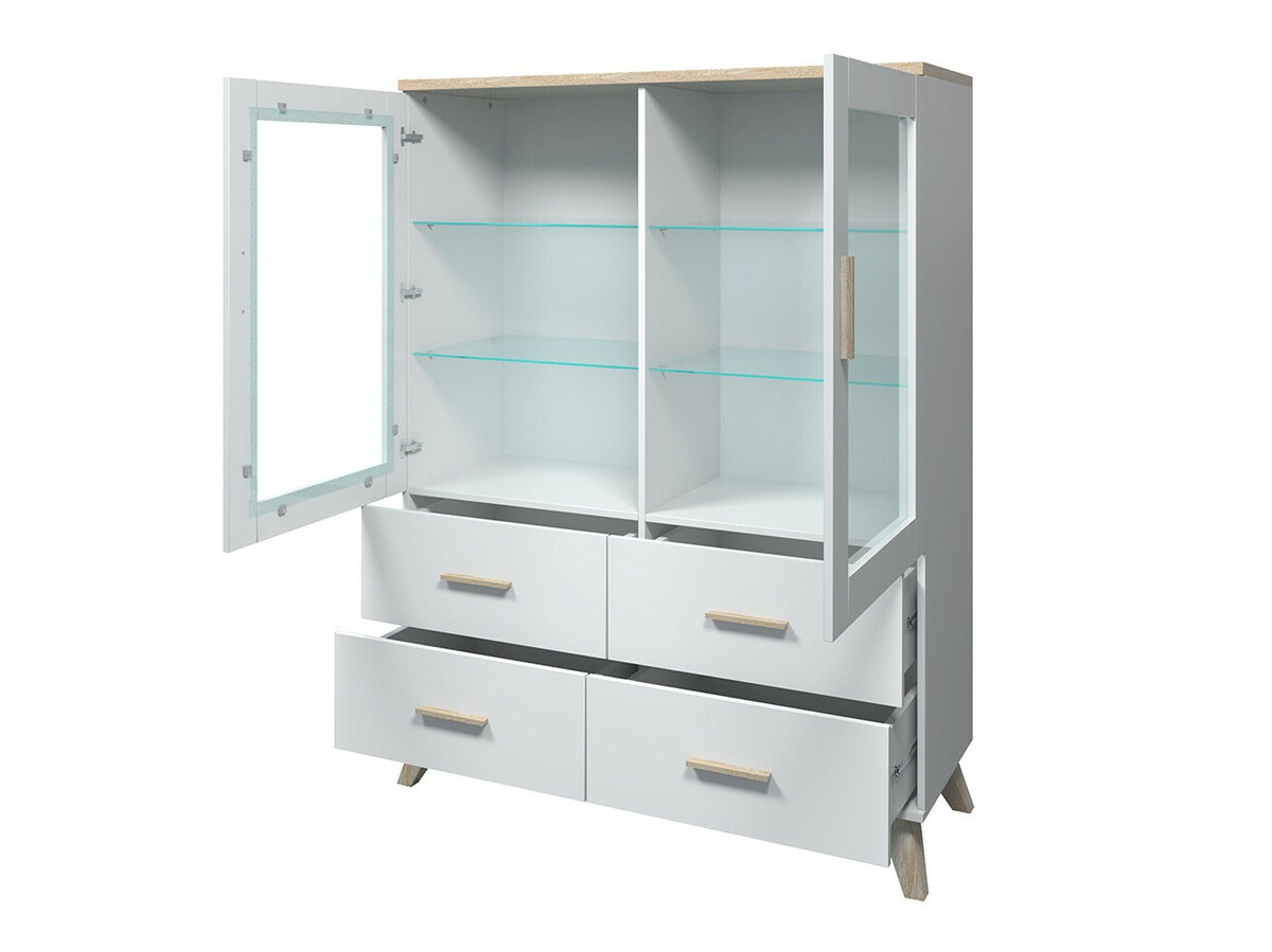 Woonkamerset Larfloi 113 (Wit + Sonoma eik)